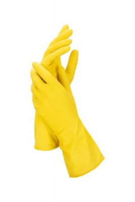 Gumikesztyű, háztartási, latex, XL méret, sárga