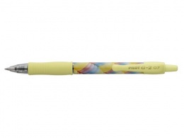 Zseléstoll, 0,32 mm, nyomógombos, sárga tolltest, PILOT "G-2 Flow", kék