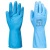Védőkesztyű, latex, élelmiszer-feldolgozáshoz, M méret, kék